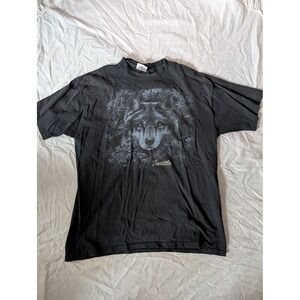 Jerzees Seattle Wolf Graphic T Shirt Mens Large Black Heavyweight Cotton